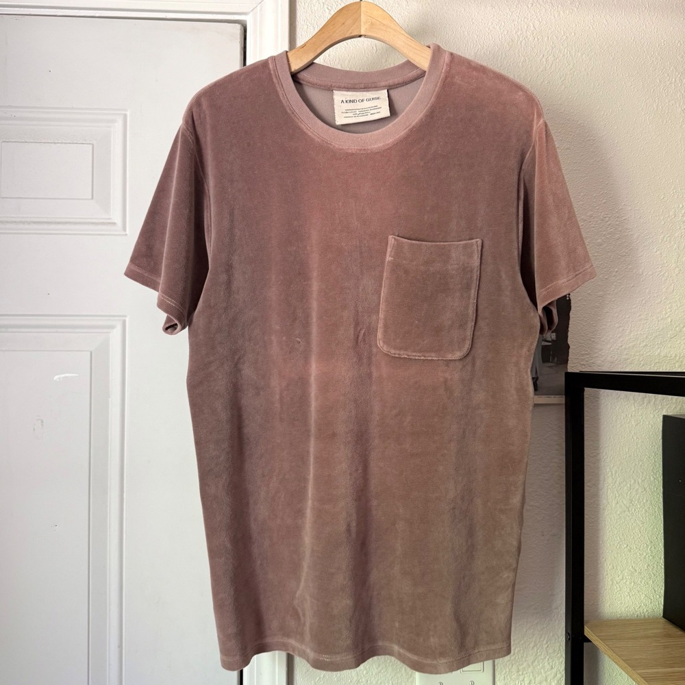 A KIND OF GUISE mauve pink terry cloth crew neck short sleeve tee shirt t-shirt
